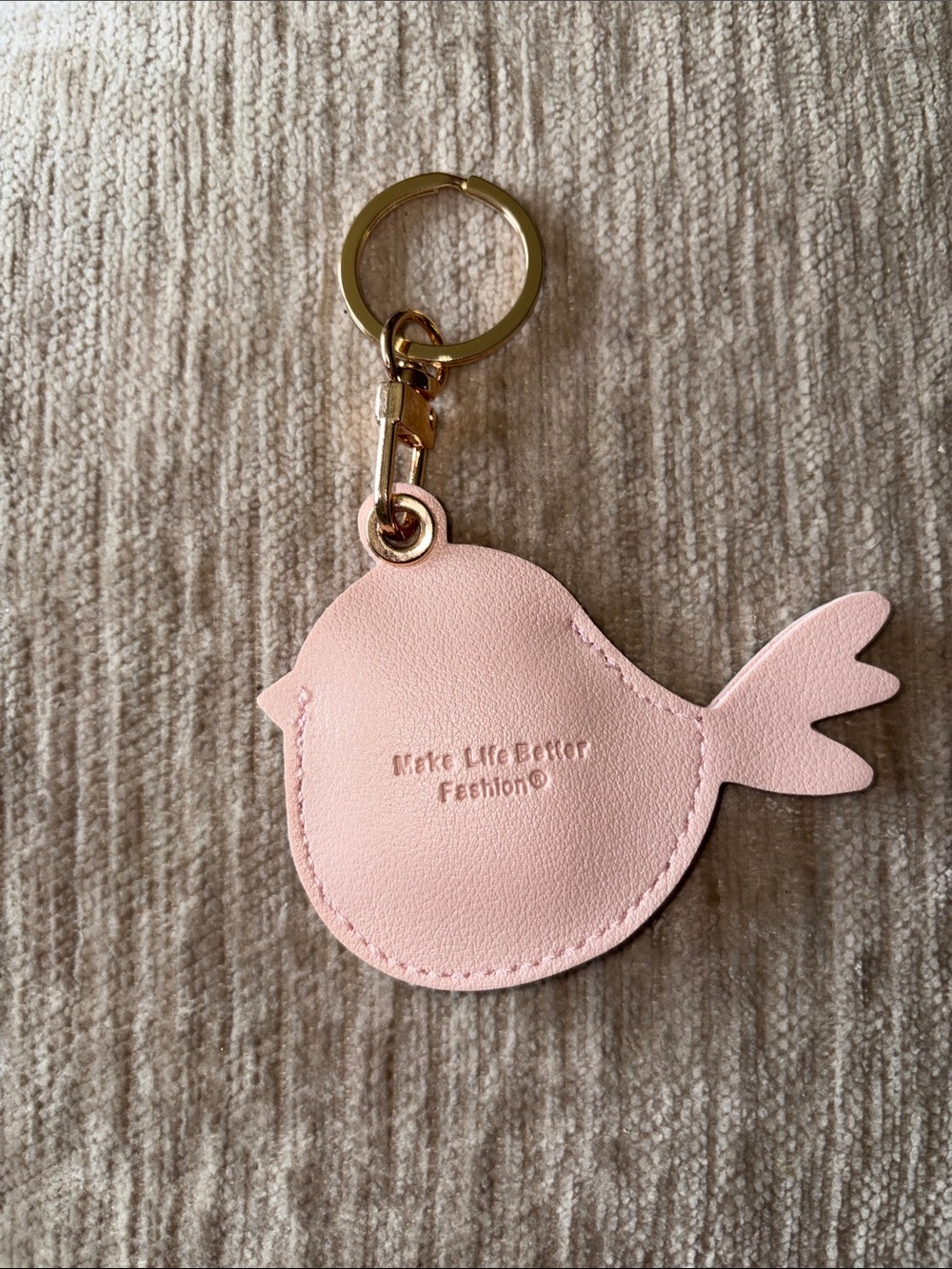 NEW Pink Bird Faux Leather Keychain Key Ring Bag Charm Accessories - Picture 3 of 5